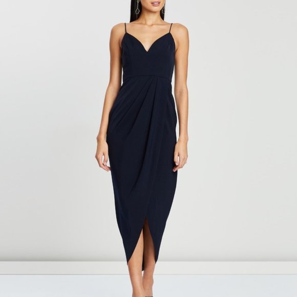 Shona Joy Dresses & Skirts - Shona Joy navy mock wrap dress size 6